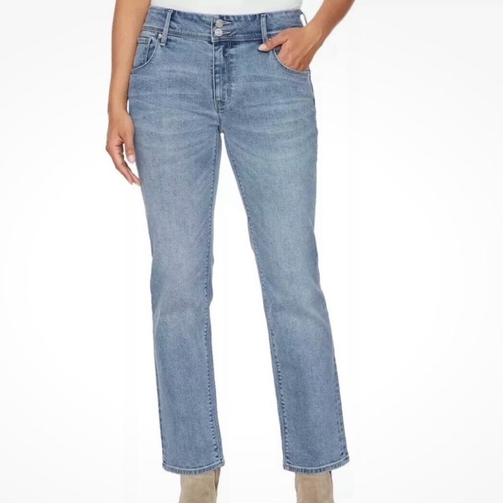 Hudson Midrise‎ Straight Jean Icy Blue Size 12 Casual Denim button back pocket